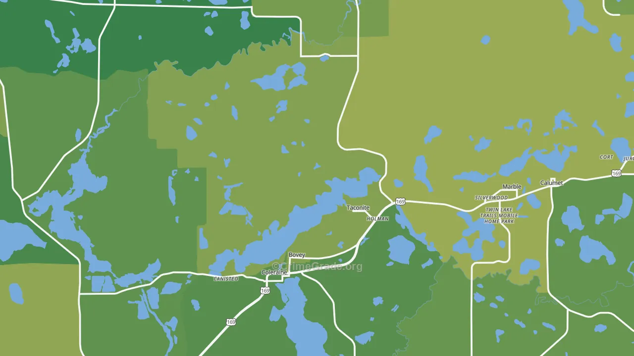 Bovey, MN Map of Vehicle Theft Rates
