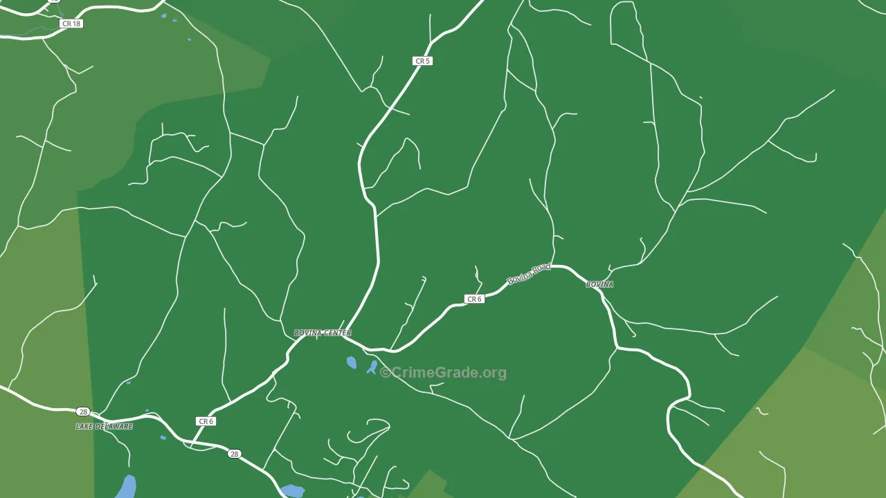 Bovina Center, NY Map of Vehicle Theft Rates