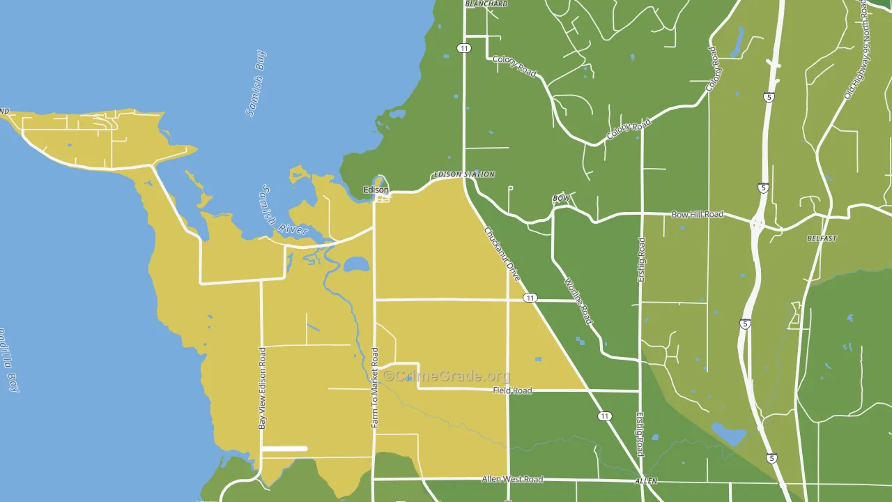 Bow, WA Map of Vehicle Theft Rates