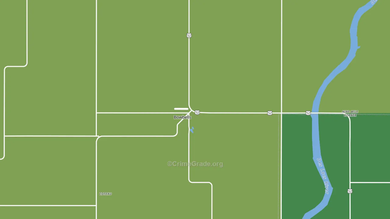 Bowbells, ND Map of Vehicle Theft Rates