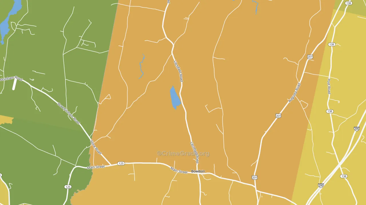 Bowdoin, ME Map of Vehicle Theft Rates