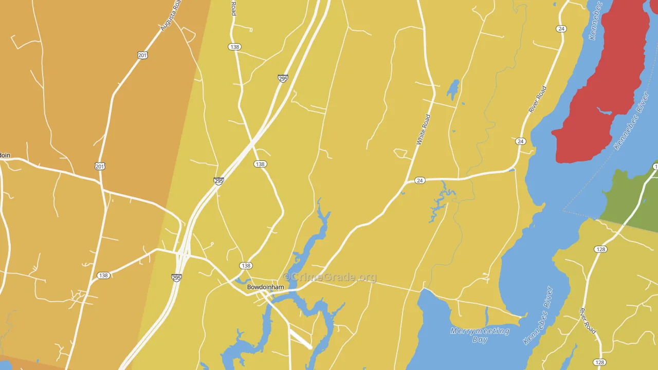 Bowdoinham, ME Map of Vehicle Theft Rates