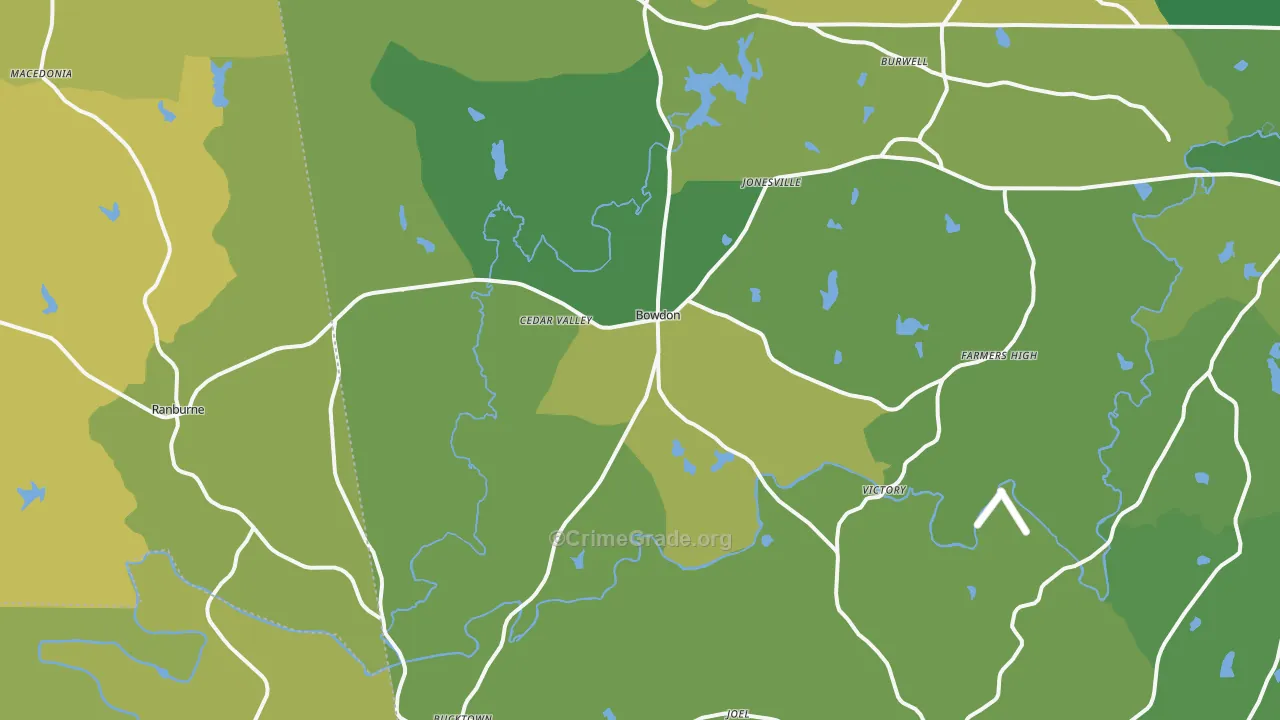 Bowdon, GA Map of Vehicle Theft Rates