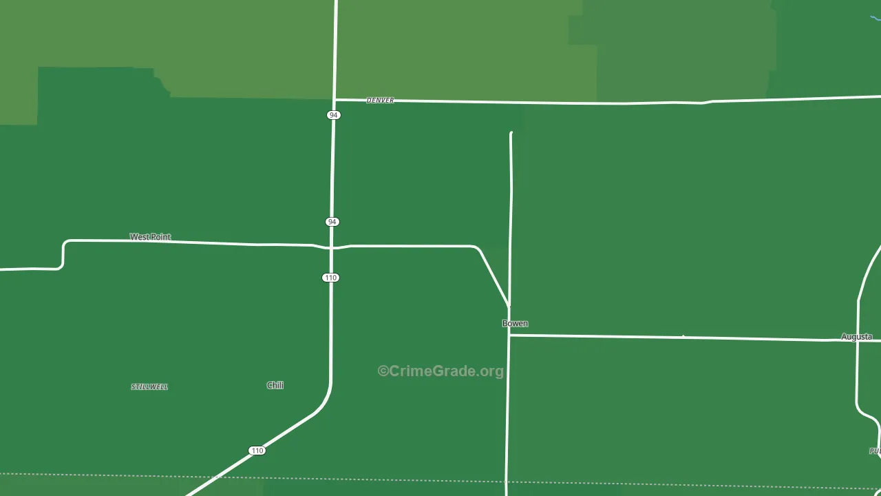 Bowen, IL Map of Vehicle Theft Rates