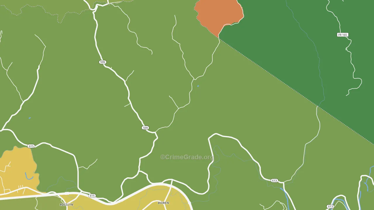 Bowen, KY Map of Vehicle Theft Rates
