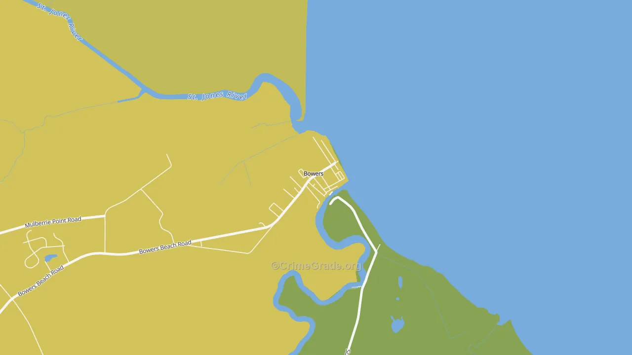 Bowers, DE Map of Vehicle Theft Rates