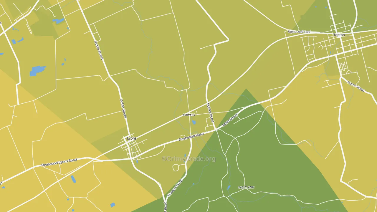 Bowers, PA Map of Vehicle Theft Rates