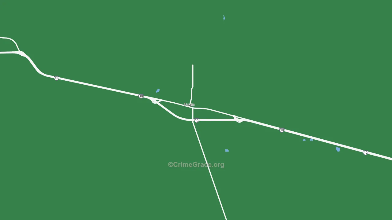Bowie, AZ Map of Vehicle Theft Rates