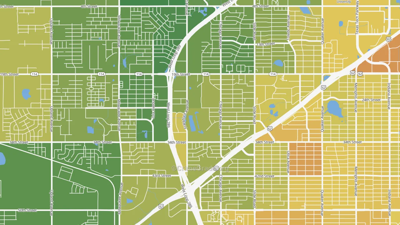Bowie, Lubbock, TX Map of Vehicle Theft Rates