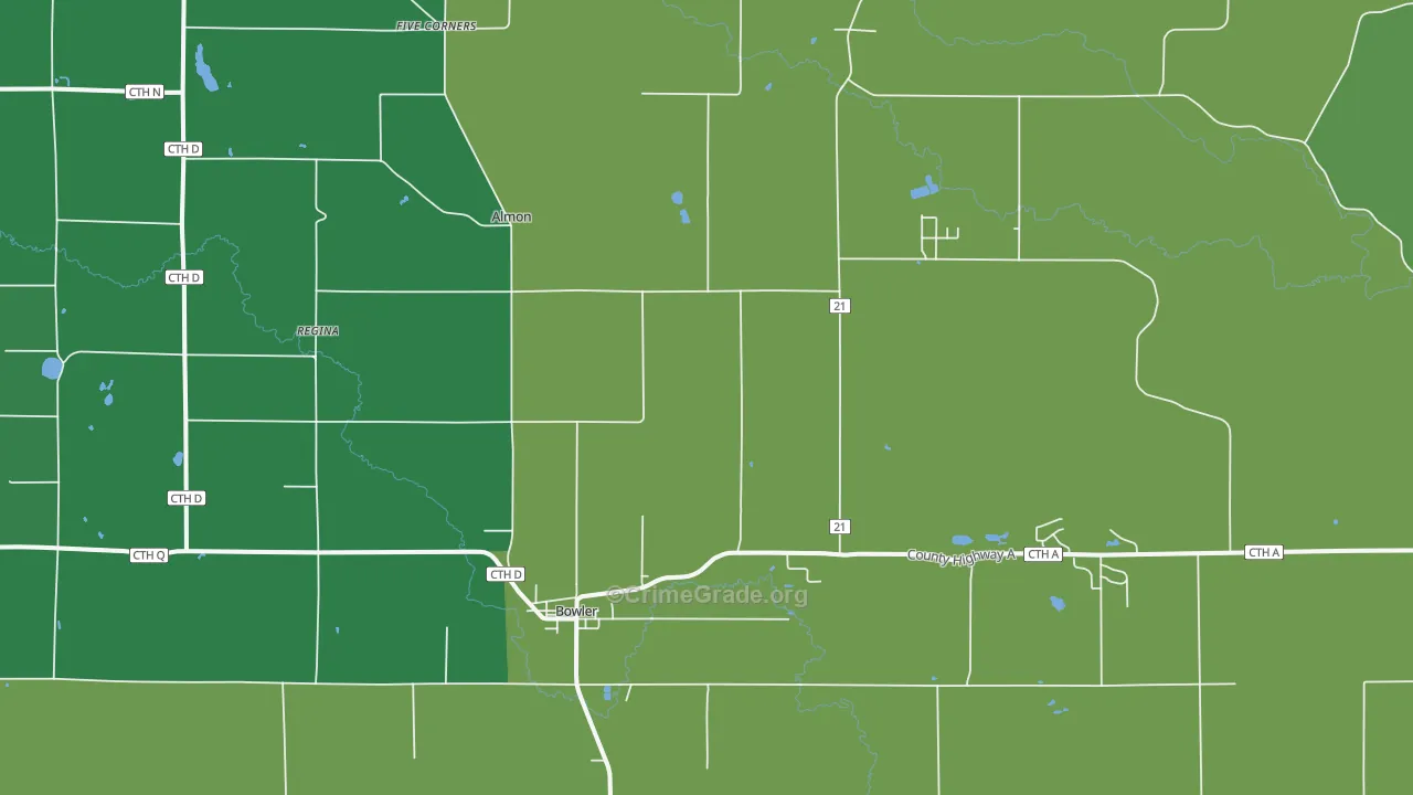Bowler, WI Map of Vehicle Theft Rates