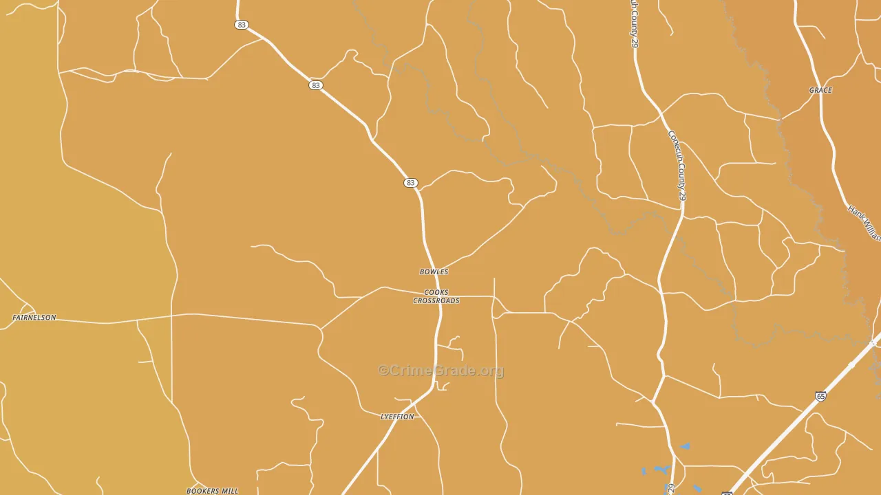 Bowles, AL Map of Vehicle Theft Rates