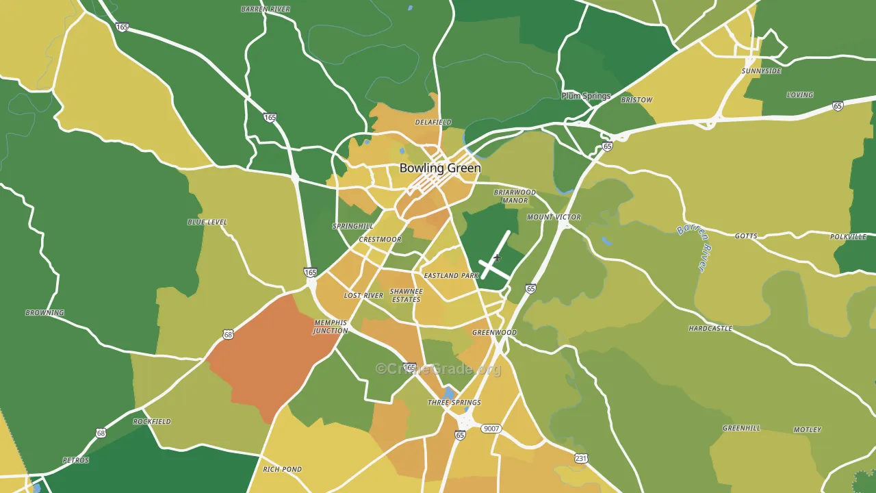 Bowling Green, KY Map of Vehicle Theft Rates