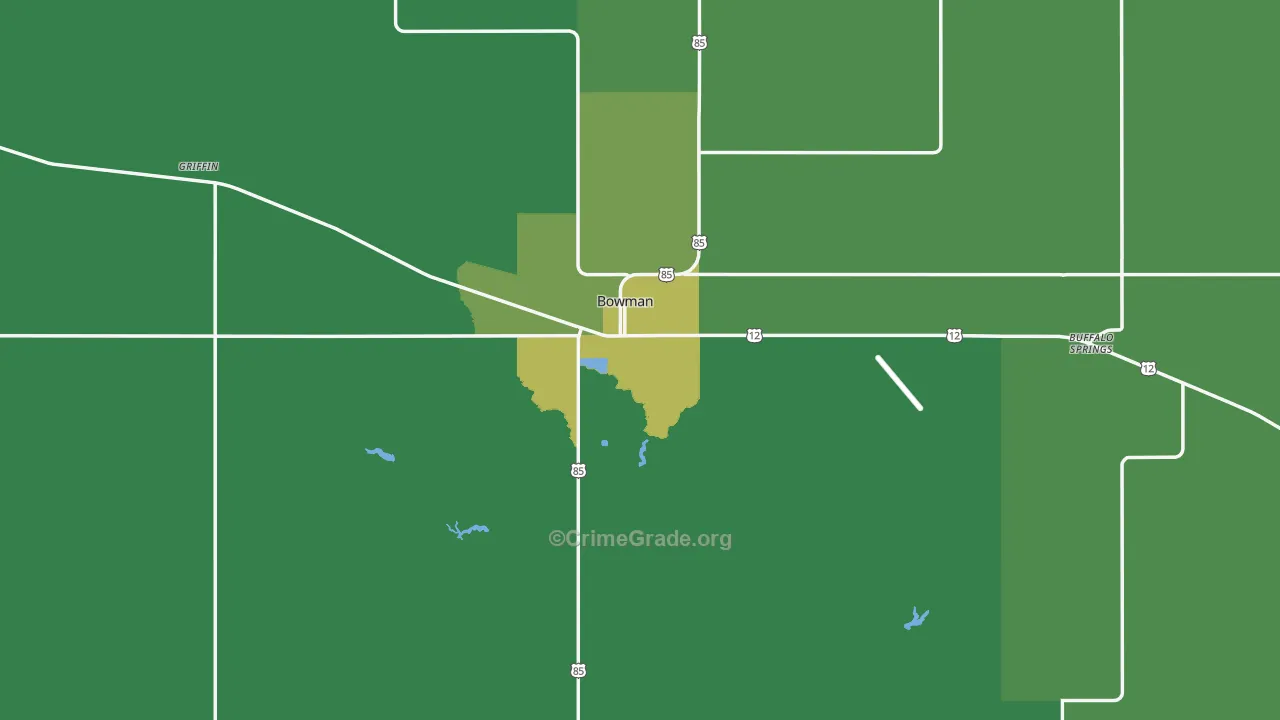 Bowman County, ND Map of Vehicle Theft Rates