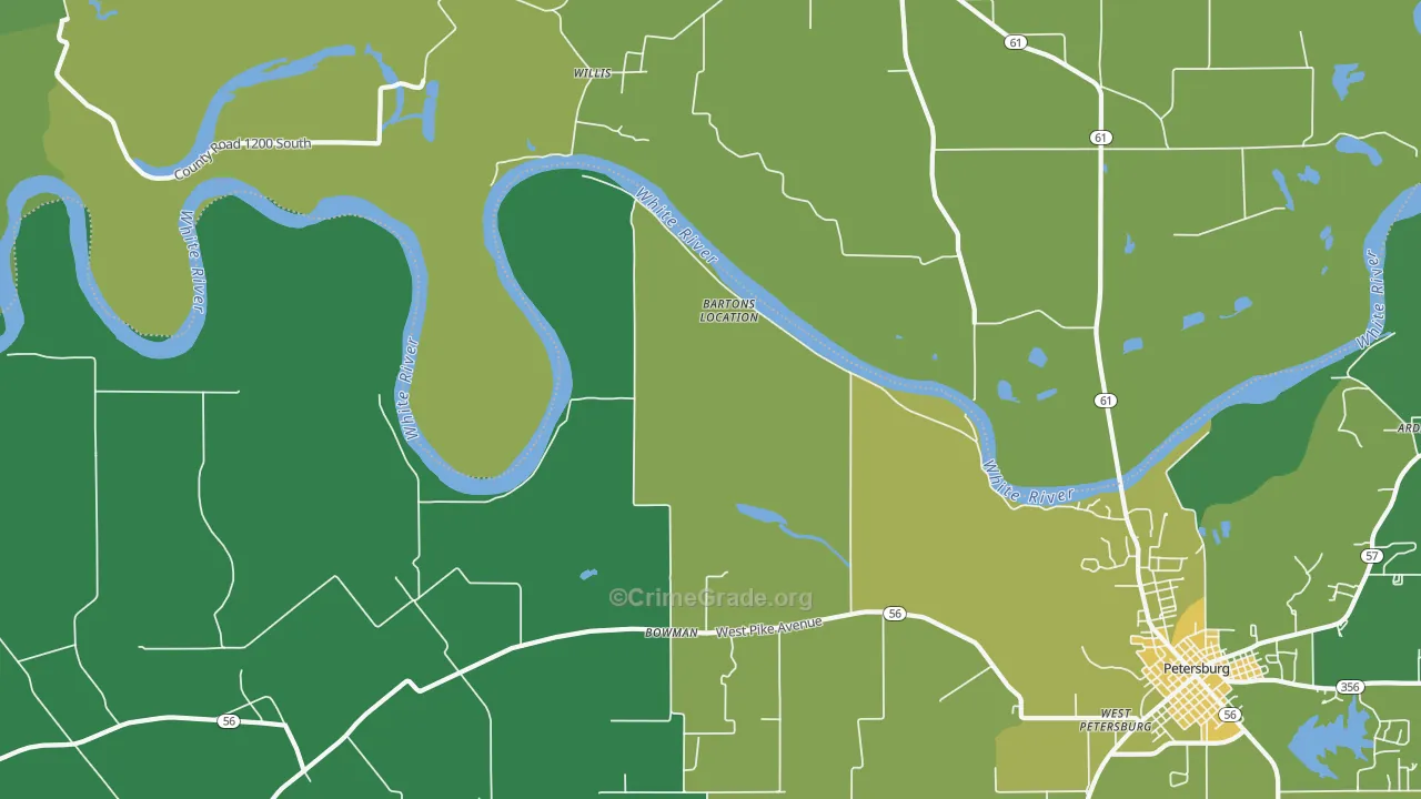 Bowman, IN Map of Vehicle Theft Rates