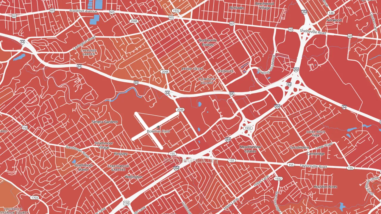 Bowman, Louisville, KY Map of Vehicle Theft Rates