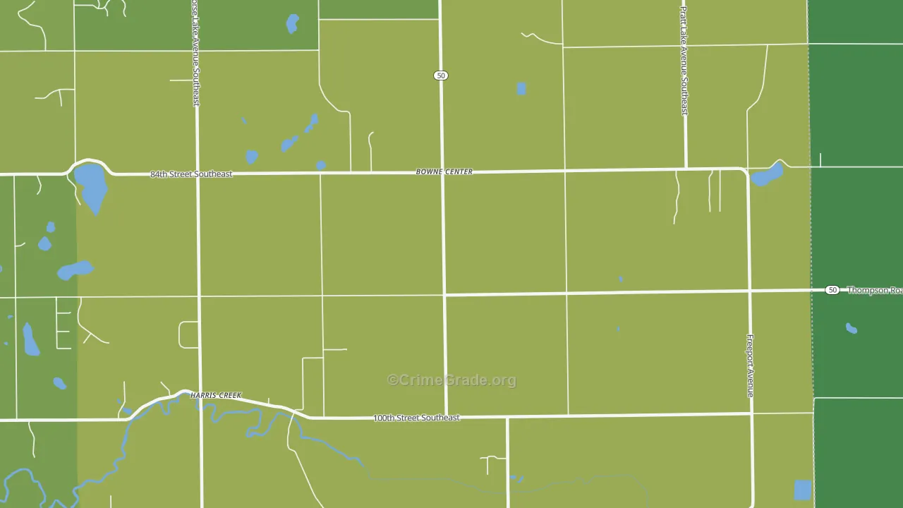 Bowne Center, MI Map of Vehicle Theft Rates