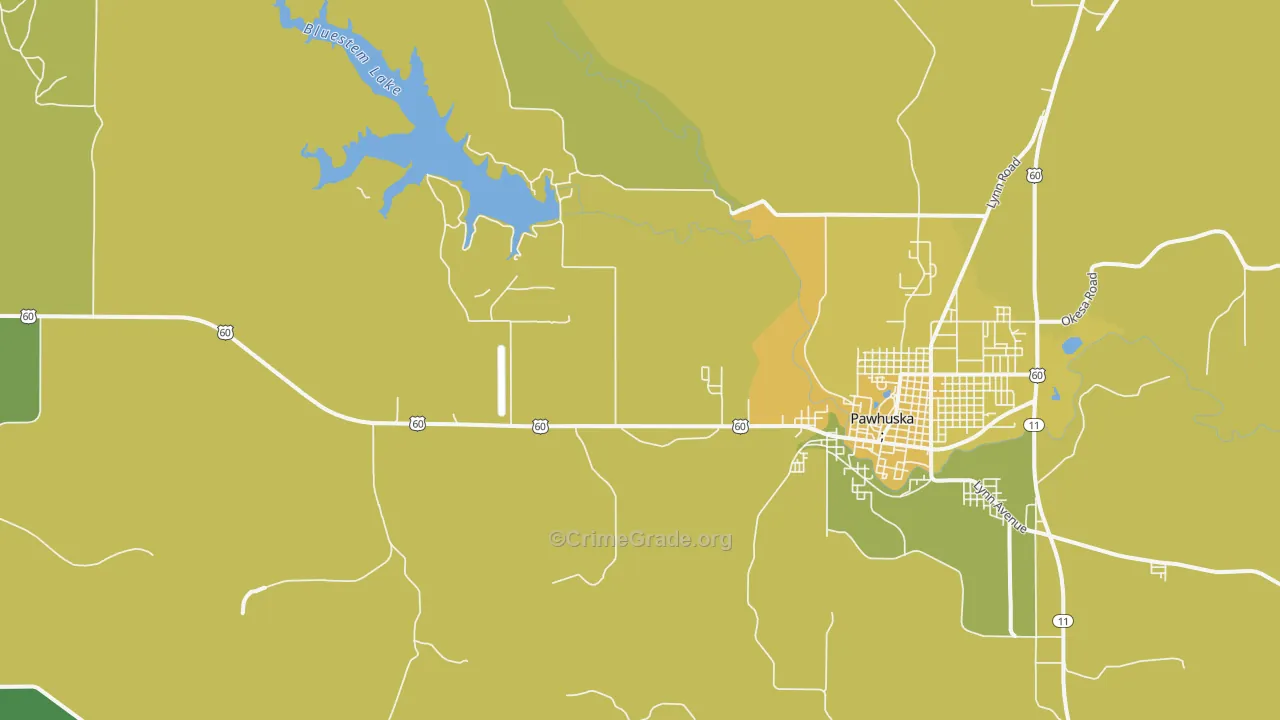 Bowring, OK Map of Vehicle Theft Rates