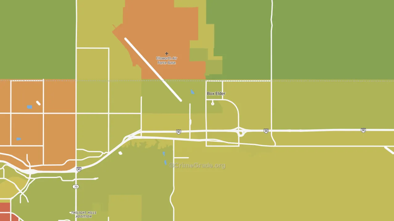 Box Elder, SD Map of Vehicle Theft Rates