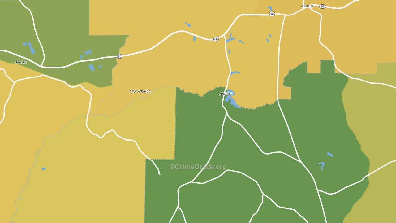 Box Springs, GA Map of Vehicle Theft Rates