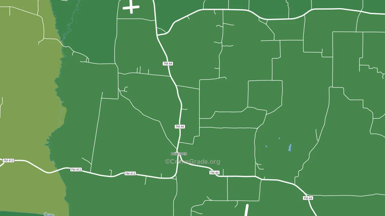 Boxelder, TX Map of Vehicle Theft Rates