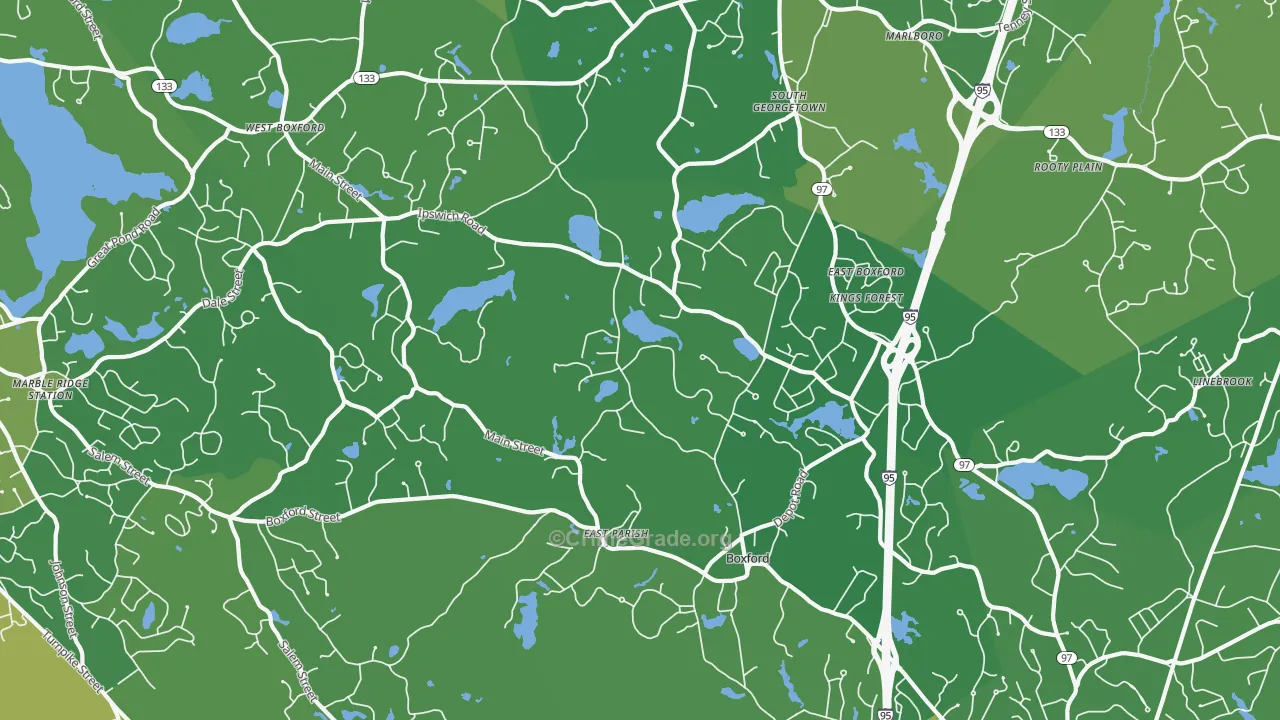 Boxford, MA Map of Vehicle Theft Rates