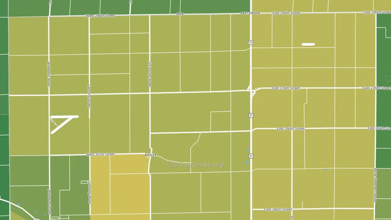 Boxley, IN Map of Vehicle Theft Rates