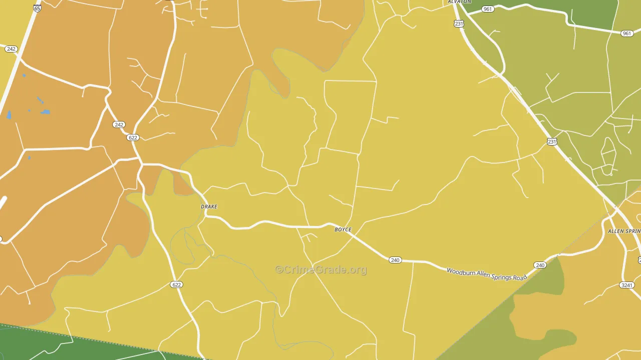 Boyce, KY Map of Vehicle Theft Rates