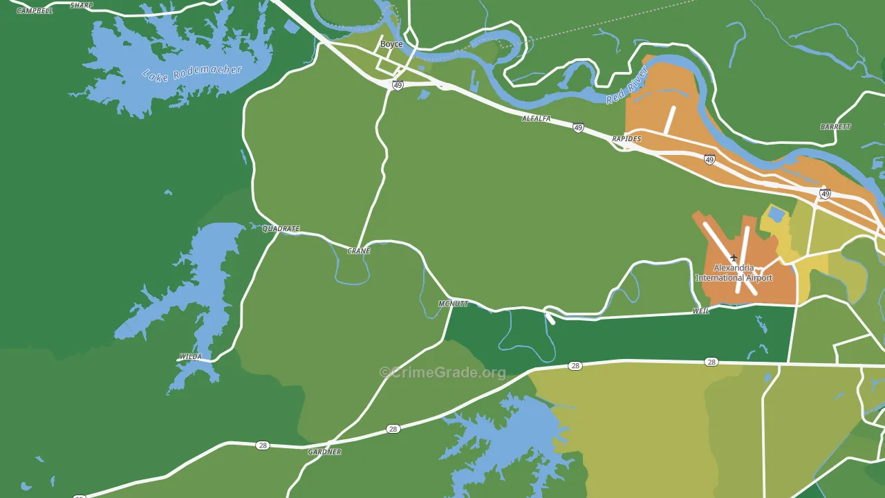 Boyce, LA Map of Vehicle Theft Rates