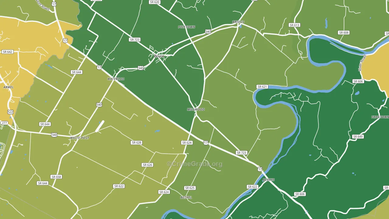 Boyce, VA Map of Vehicle Theft Rates