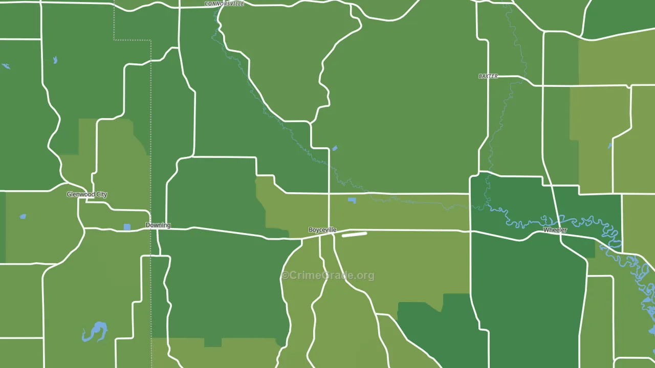 Boyceville, WI Map of Vehicle Theft Rates