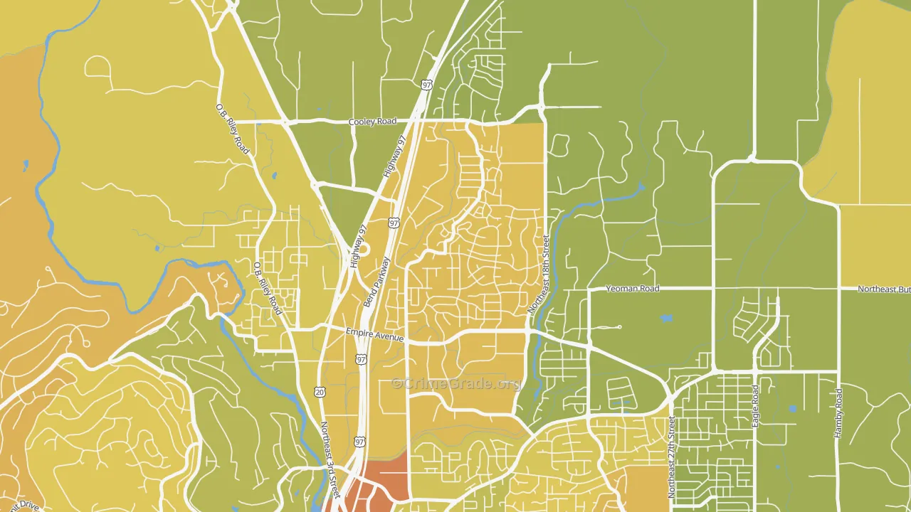 Boyd Acres, Bend, OR Map of Vehicle Theft Rates