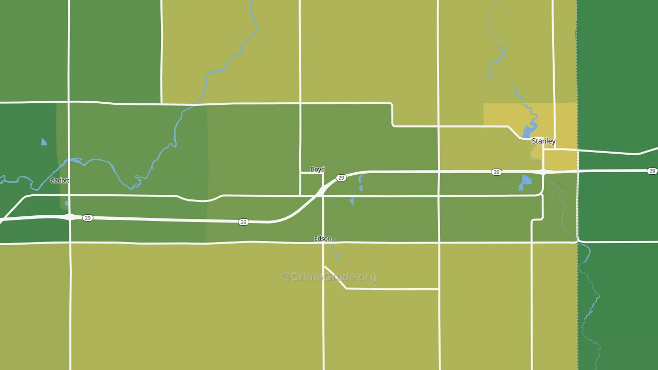 Boyd, WI Map of Vehicle Theft Rates