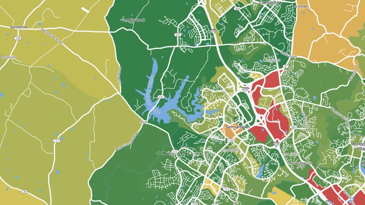 Boyds, MD Map of Vehicle Theft Rates
