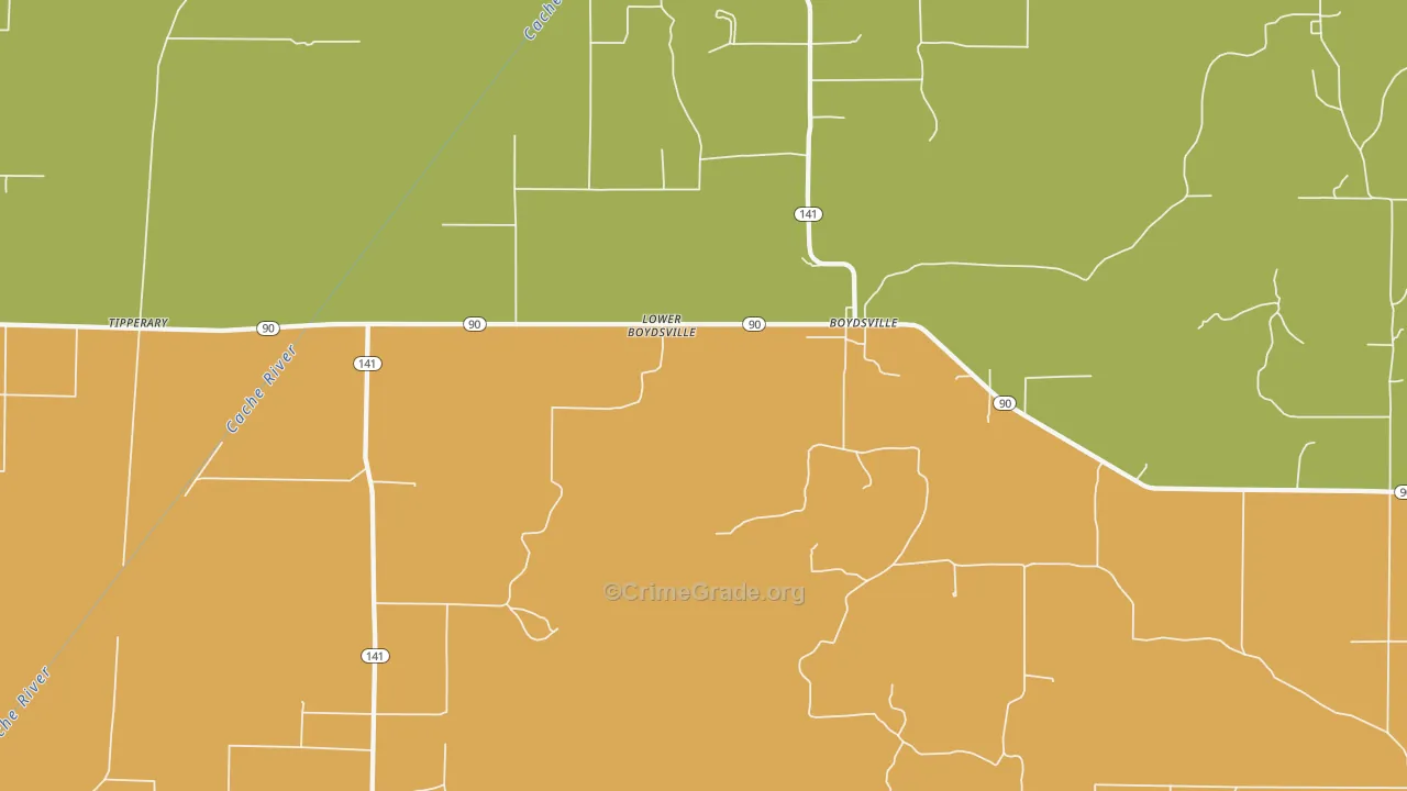 Boydsville, AR Map of Vehicle Theft Rates