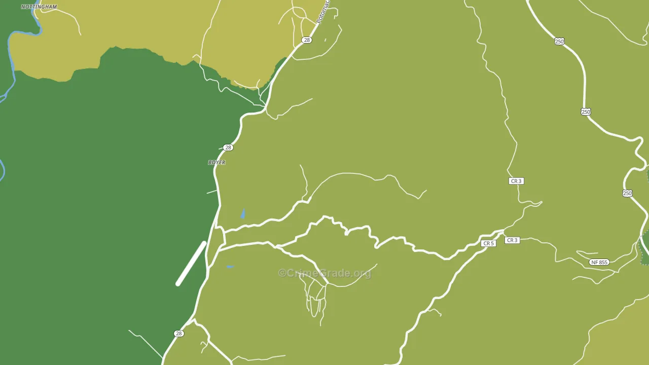 Boyer, WV Map of Vehicle Theft Rates
