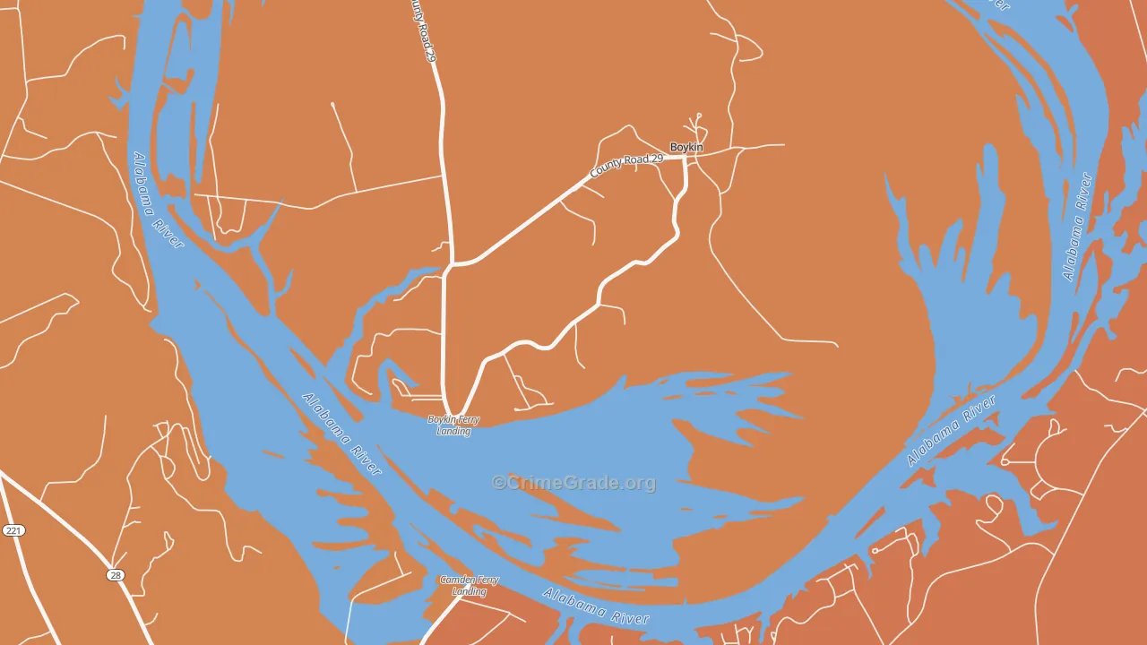 Boykin, AL Map of Vehicle Theft Rates
