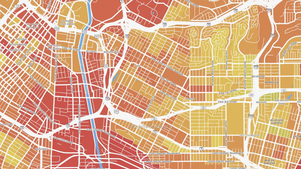 Boyle Heights, Los Angeles, CA Map of Vehicle Theft Rates