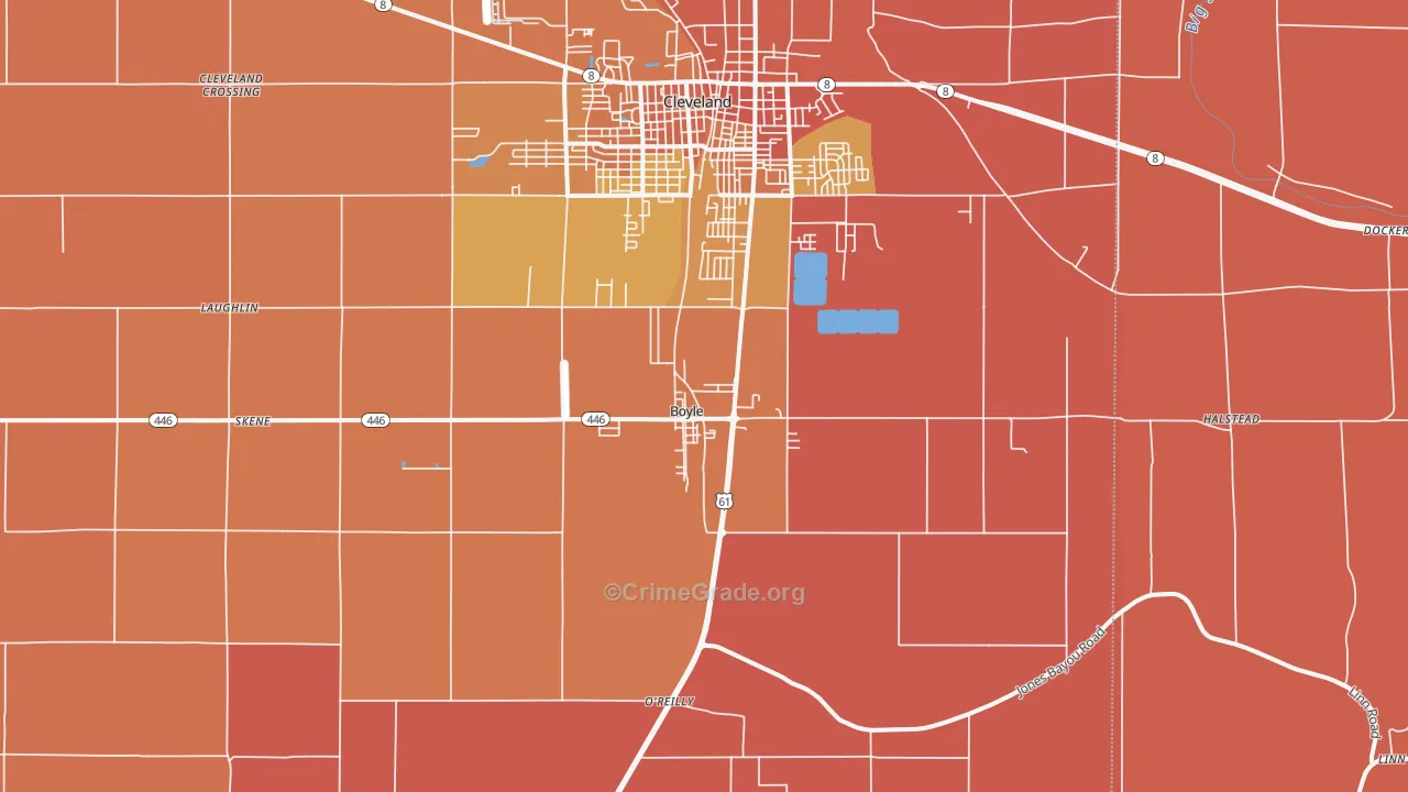 Boyle, MS Map of Vehicle Theft Rates