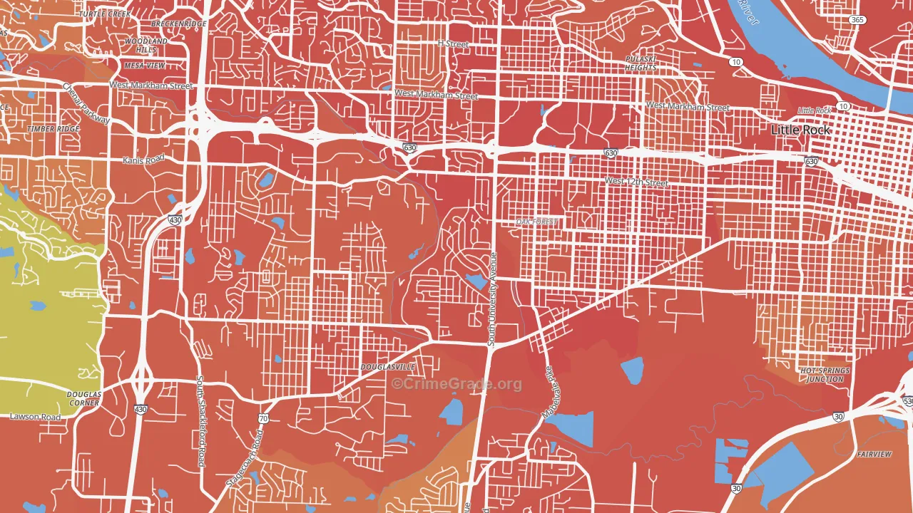 Boyle Park, Little Rock, AR Map of Vehicle Theft Rates