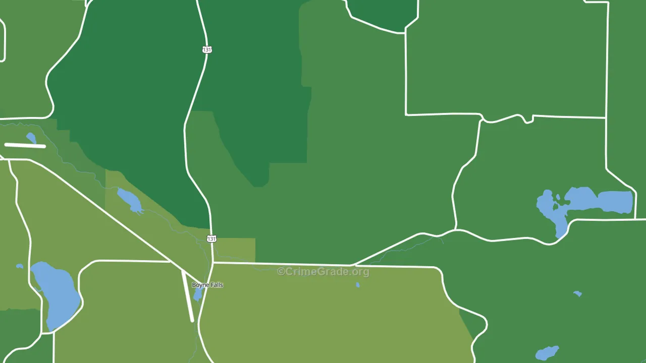 Boyne Falls, MI Map of Vehicle Theft Rates