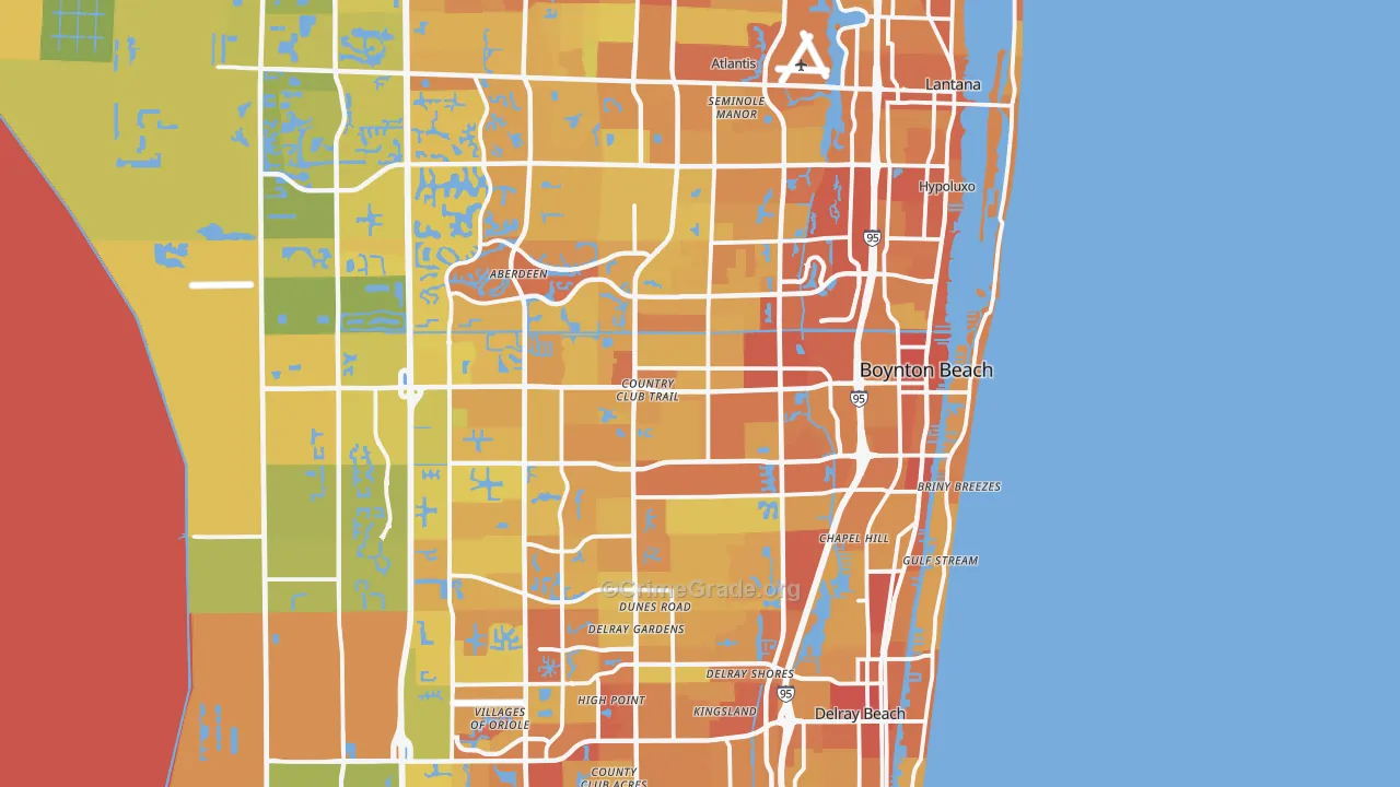 Boynton Beach, FL Map of Vehicle Theft Rates