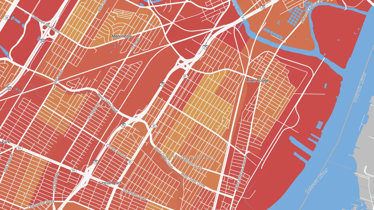Boynton, Detroit, MI Map of Vehicle Theft Rates