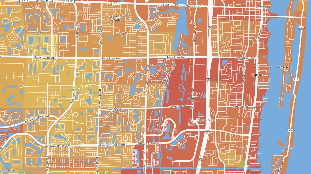 Boynton Lakes Plaza, Boynton Beach, FL Map of Vehicle Theft Rates