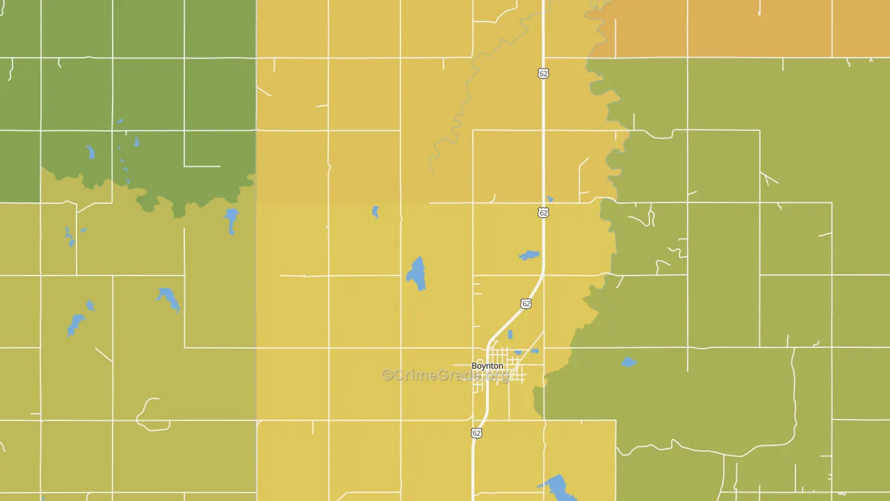 Boynton, OK Map of Vehicle Theft Rates