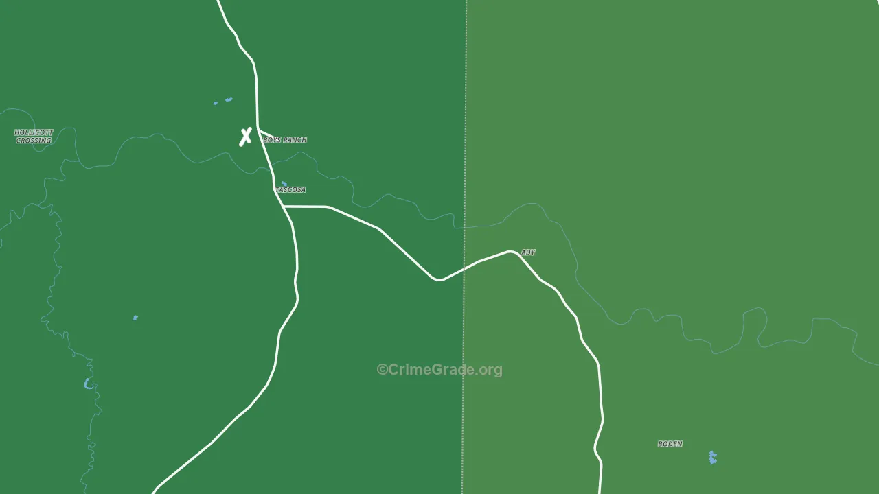 Boys Ranch, TX Map of Vehicle Theft Rates
