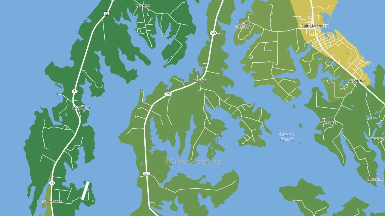 Bozman, MD Map of Vehicle Theft Rates