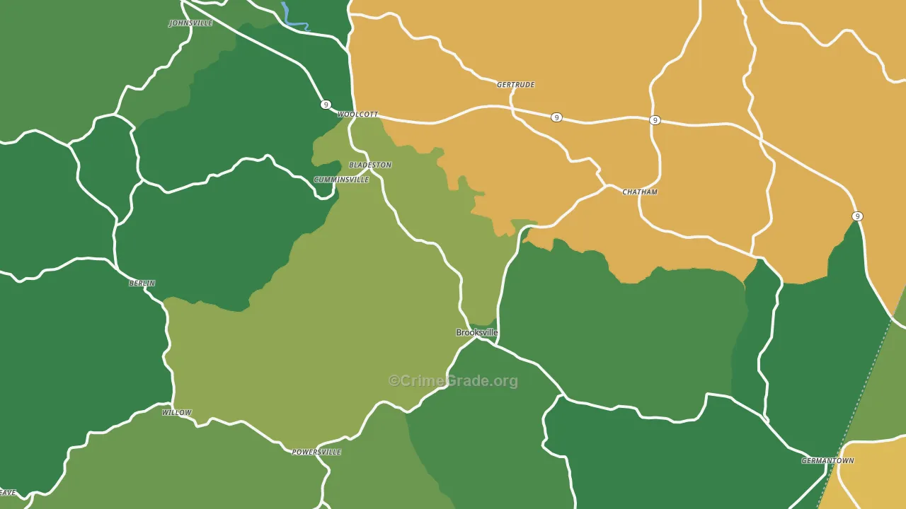 Bracken County, KY Map of Vehicle Theft Rates