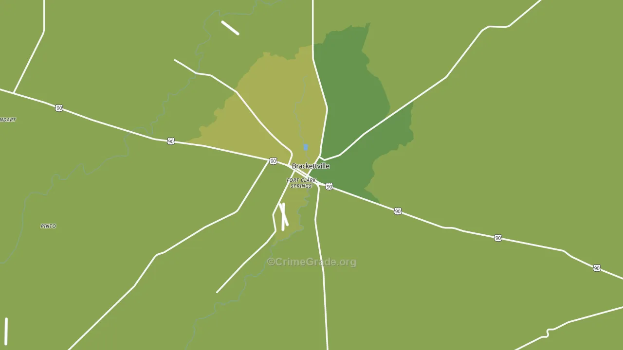 Brackettville, TX Map of Vehicle Theft Rates