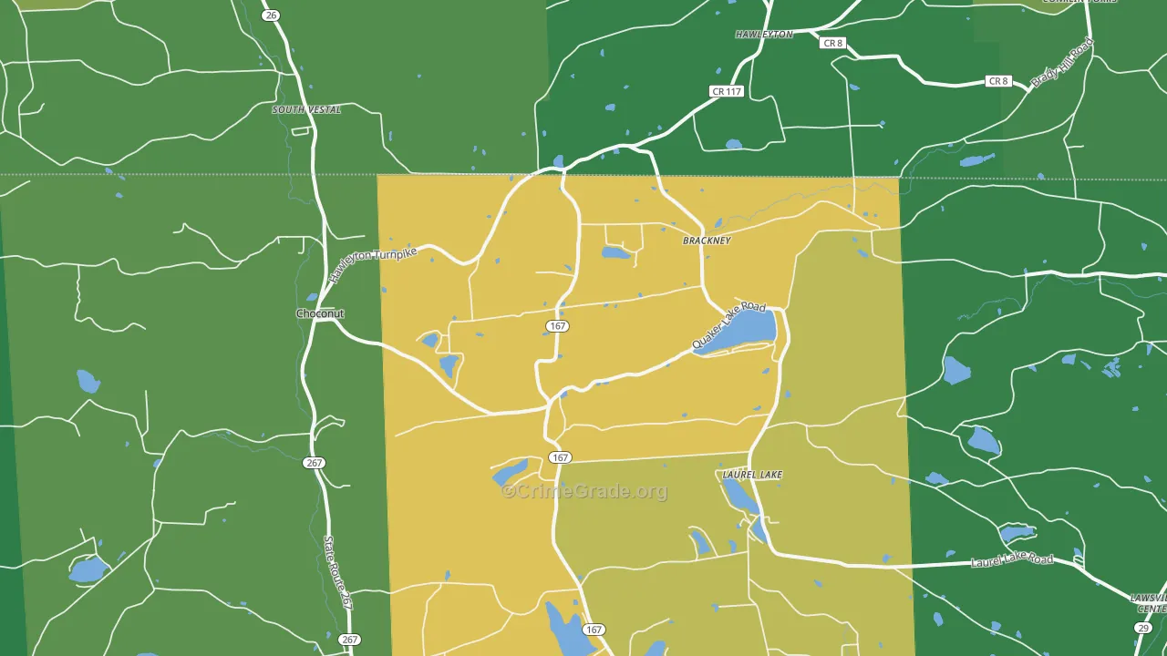 Brackney, PA Map of Vehicle Theft Rates