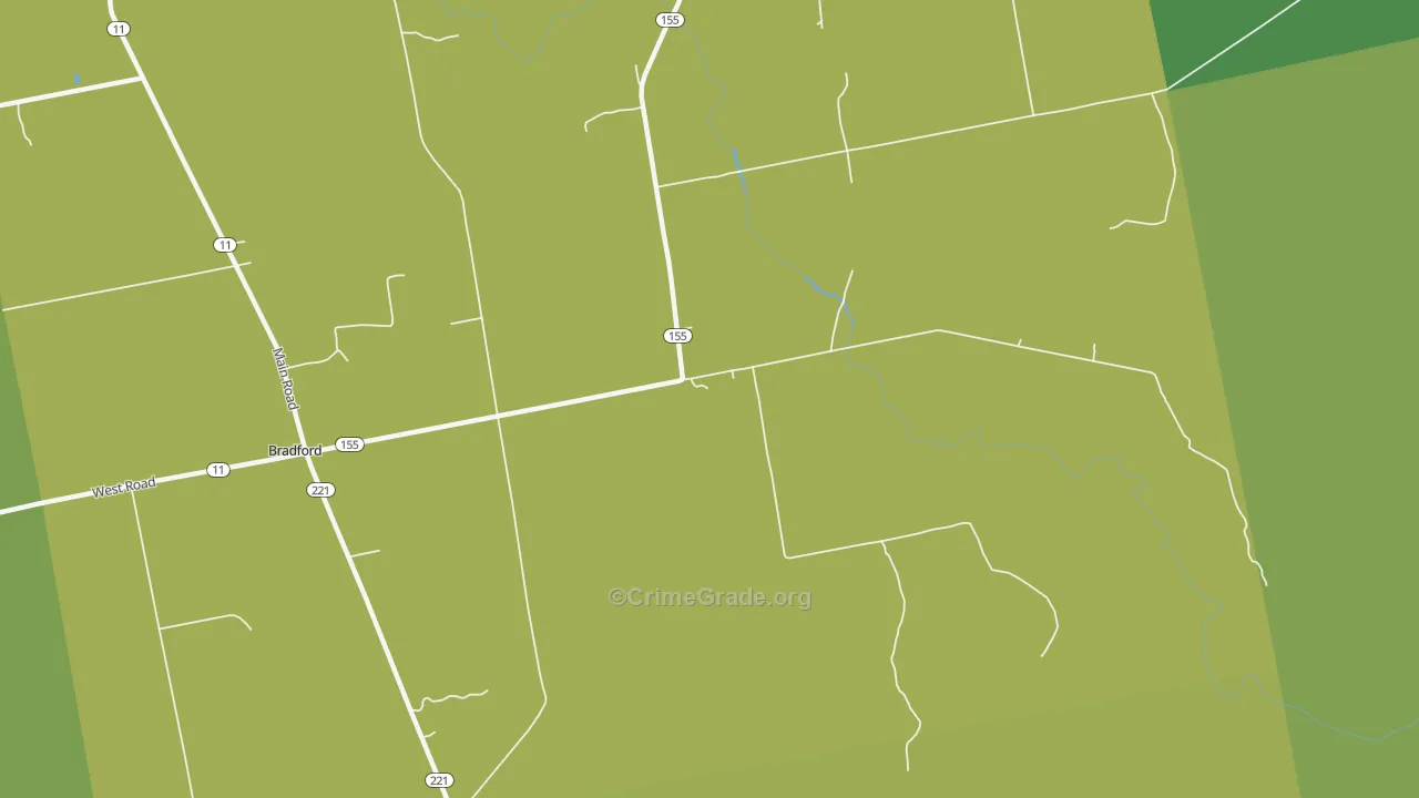 Bradford Center, ME Map of Vehicle Theft Rates